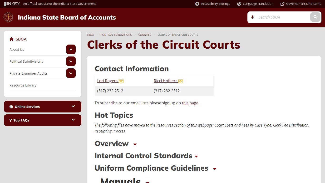 Clerks of the Circuit Courts - SBOA